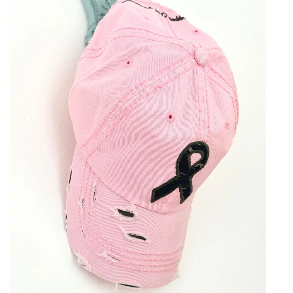 KBETHOS Vintage Pink Distressed Baseball Cap Support Our Troops Black Ribbon Hat